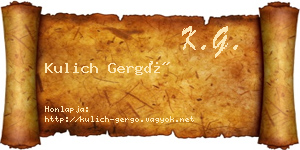 Kulich Gergő névjegykártya